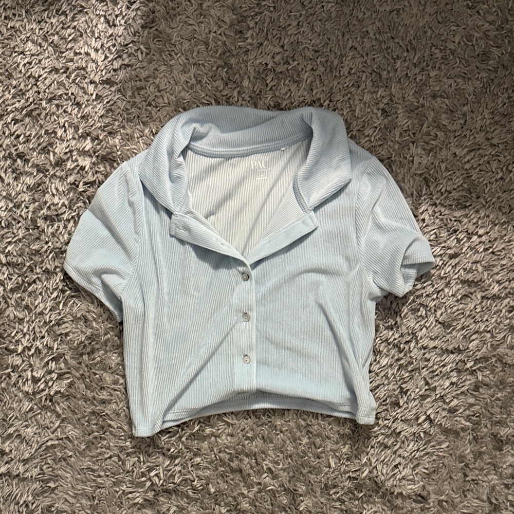 PacSun Light Blue Ribbed Crop Top